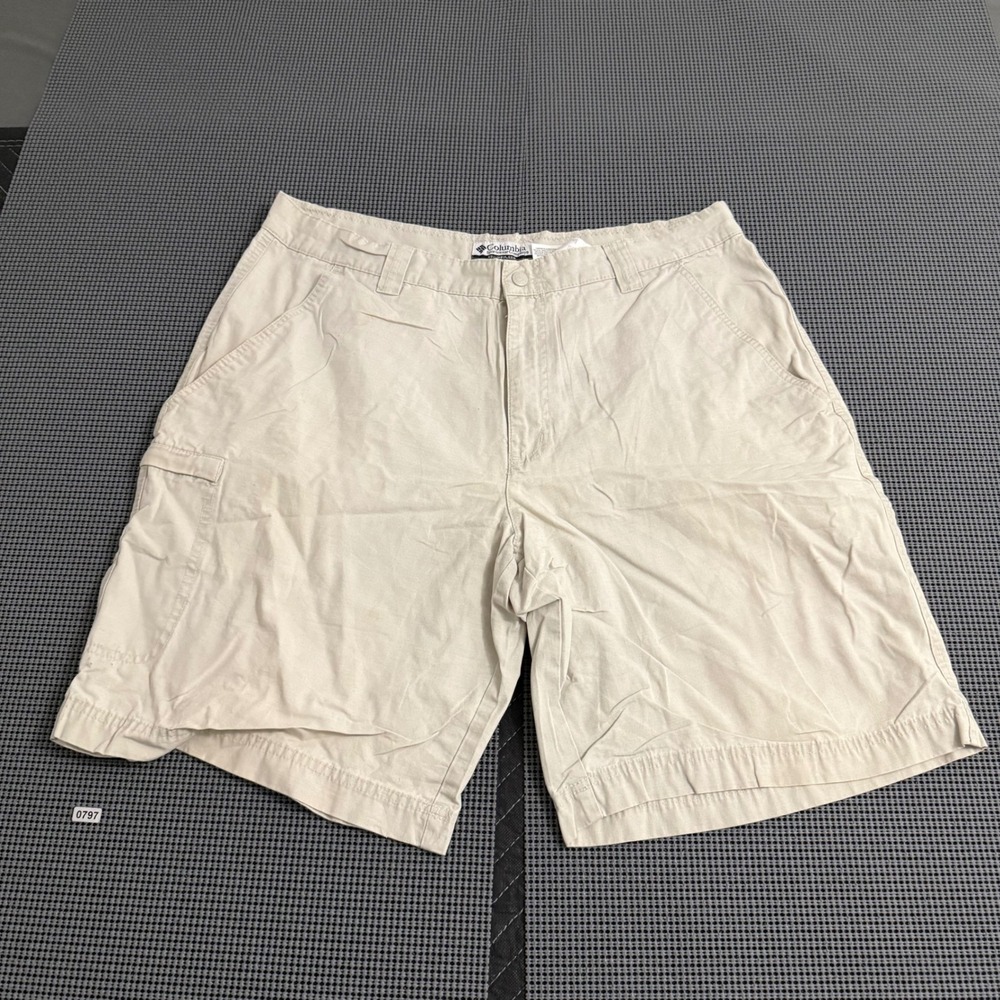 Columbia Mens Tan Cotton Cargo Shorts Size 36 Khaki Hiking‎ Outdoor 0106 XM 4108